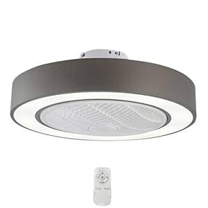 LED-Plafondventilator Met Lamp Moderne Onzichtbare Ventilator Plafondlamp Ultra-Rustige Plafondventilator Met Verlichting Eetkamer Slaapkamer Woonkamer Led Dimbare Plafondlamp Met Afstandsbediening,Grijs