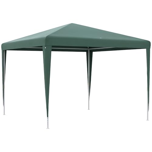 Outsunny Carpa Desmontable 3x3 m Cenador Pabellón de Jardín con 4 Orificios de Drenaje y Marco de Acero Anti UV Gazebo para Terraza Patio Exterior Camping Verde