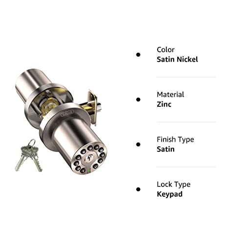 Iulock Code Door Lock, Electronic Door Knob With Keypad And Key, Auto Lock, Waterproof, Passage Function, Long Battery Life,50 Codes, Easy To Use And Install For Office/Warehouse/Bedroom/Garage #TOP7