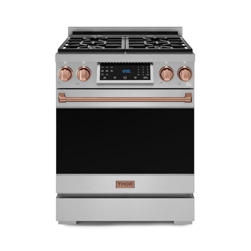 Image of Gordon Ramsay by THOR Kitchen 30 Inch Professional Gas Range with Tilt Panel Touch Control in Stainless Steel /Rose Gold