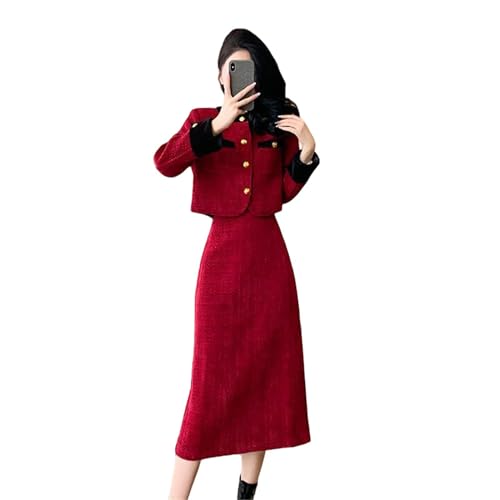 Ensemble jupe en tweed pour femme costume chic de style français