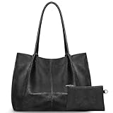 Large Tote Bag for Women Work Vegan Leather 16L Ladies Handbags Womens Big Purses Shoulder for Travel Black