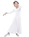 ZX Girl's Long Sleeve Praise Dance Full Length Wide Swing Lyrical Dancewear Liturgical Worship Costume Dress, White, 13-14 Years
