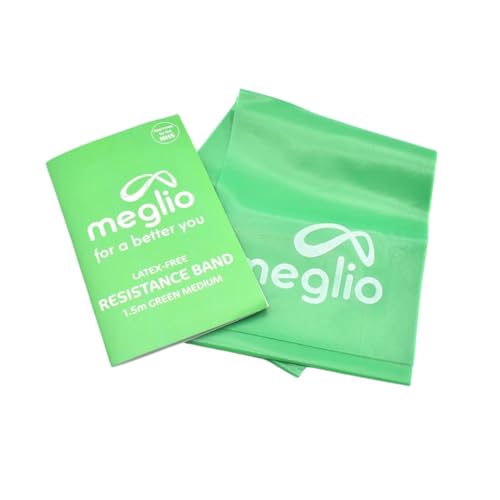 Meglio Resistance Band 1.5m Green Latex Free With Exercise Guide