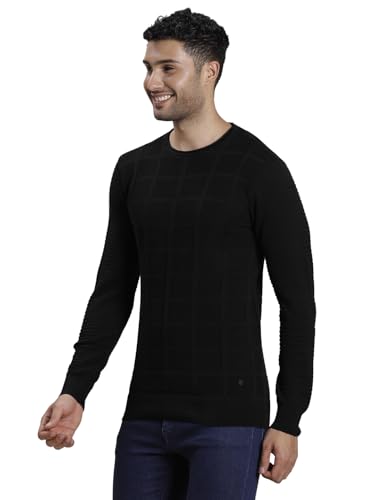 Pull en tricot noir homme col rond doux qui ne gratte pas - 3