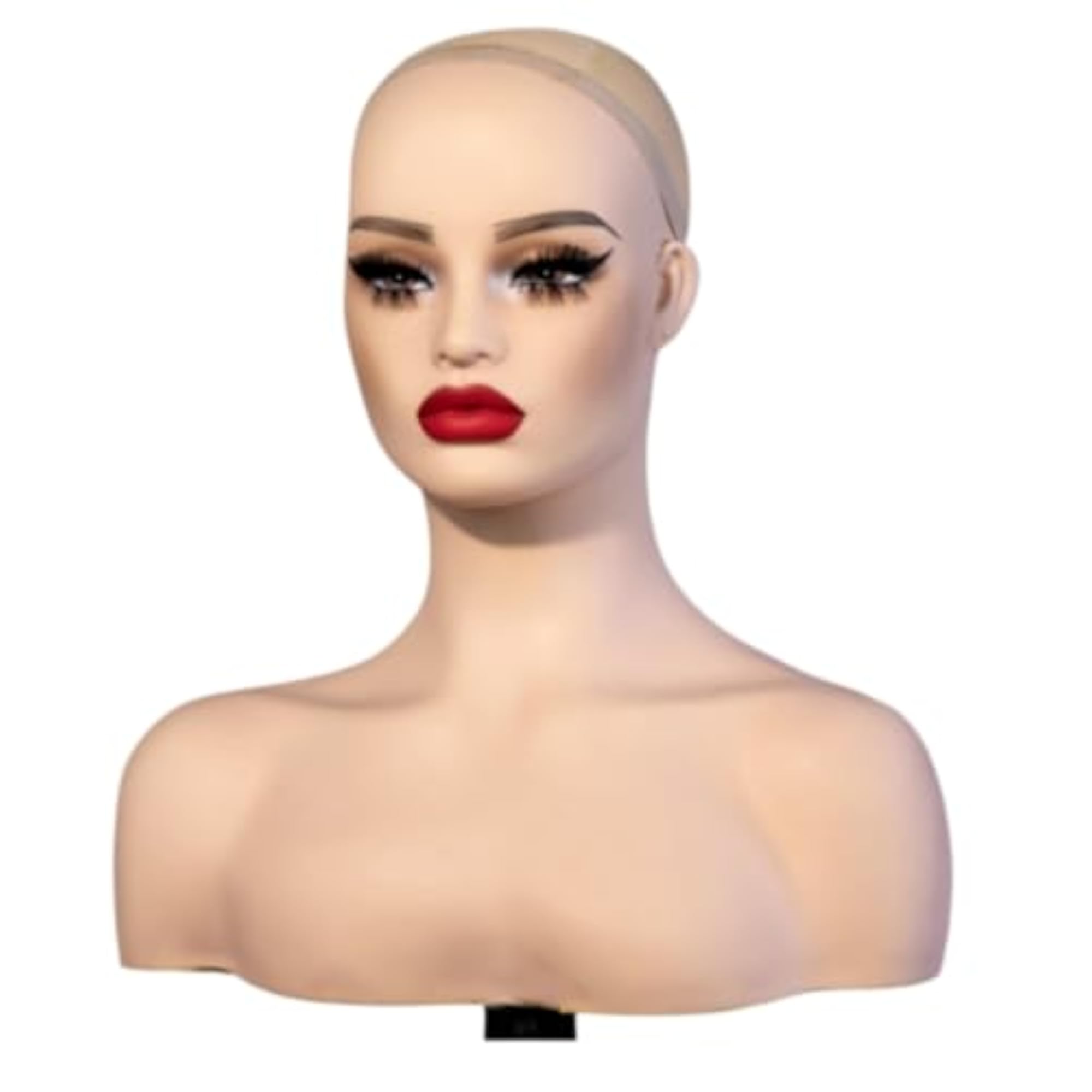 Bald Flesh-Tone Realistic Head with Shoulders Display Model