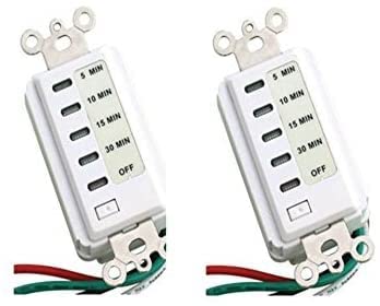 Bathroom Fan Auto Shut Off 30-15-10-5 Minute Preset Countdown Wall Switch Timer White (2 Pack) #TOP2