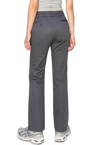 KHAKI & BLUE Women's Work Pants – High Rise Straight Leg Casual Trousers with Pockets3