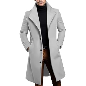 SOOUICKER Mantel Herren Lang Winter Wintermantel Wolle Elegant Übergangsjacke Business Casual Trenchcoat Slim Fit Wollmantel Mittellang Vintage Peacoat