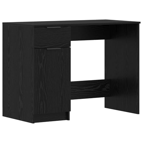 Bureau avec porte chêne noir bois d'ingénierie table de travail informatique 133cm - 8