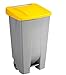 Sunware Basic kosz na śmieci 120 litrów – 42,5 x 51 x 87,5 cm – z kołami/pedałem nożnym/uchwytem – szary/żółty