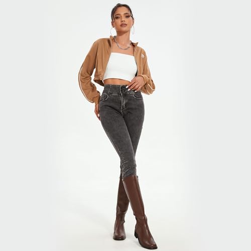 Image of QIY Knee High Boots for Women Low Heel Flat Tall Boots | Stretch Boots, Chunky Heel Womens Boots, Square Toe Heeled Fall Winter Dress Riding Long Boot with Side Zipper