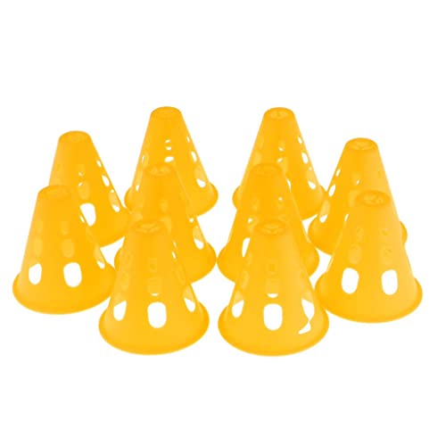 QSTDGVPW Paquete de 10 Discos Marcadores de Fútbol, ​​Conos Marcadores para Exteriores, Patinaje, Entrenamiento de Fútbol para Principiantes, Amarillo