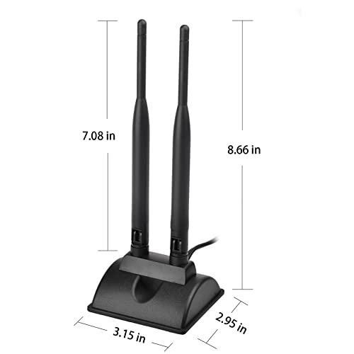 Eightwood Dual Wifi Antenna With Rp-Sma Male Connector, 2.4Ghz 5Ghz Dual Band Antenna Magnetic Base For Pci-E Wifi Network Card Usb Wifi Adapter Wireless Router #TOP4