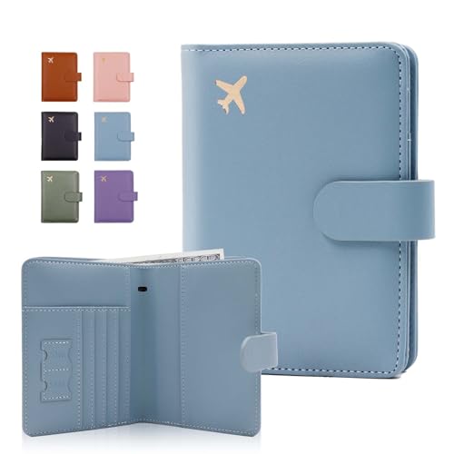 Image of Melsbrinna Premium Leather Passport Holder Covers Case, Waterproof Rfid Blocking Travel Wallet Passport Holder with Pen Holder, Cute Passport Book for Women /Men