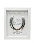 Generisch Geschenk zur eiserne Hochzeit, Eiserne Hochzeit, Wandbild 65 Jahre Ehe, personalisiertes getragenes Hufeisen (Weiß)