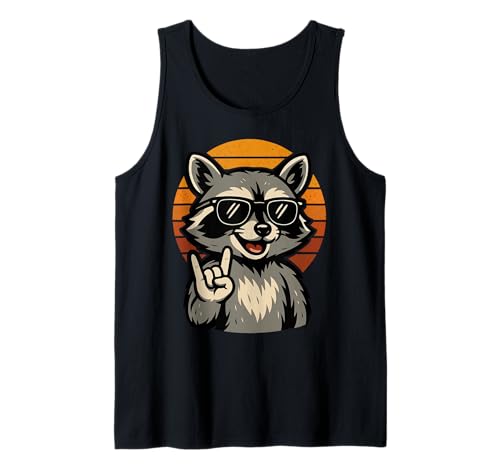 Funny raccoon rock design - retro music animal motif Camiseta sin Mangas
