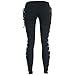 Ikevan Women Hyper Ultra Stretch Comfy Skinny Pants Fashion Gothic Lady Side Lace Up Leggings Black Skinny Pans Trousers