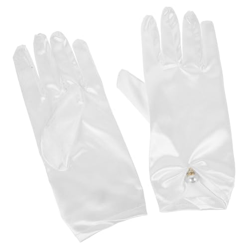 1pair Short Satin Bridal Gloves Detail for Weddings Evening Parties and Tea Events Elegant Lace Gloves for Women and Girls for Photography and Special Occasions