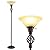Torchiere Floor Lamp for Living Room, LED Standing Reading Light for Bedroom with Glass Shade for Living Room Corner Bedroom Home Office,Bulbs Included (Yellow Lampshade, Glass 1 Head)