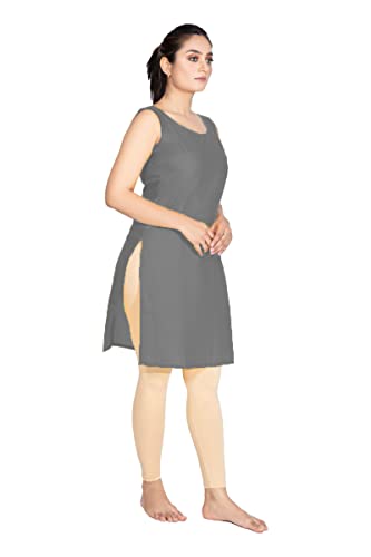Image of Women's Cotton Long Camisole for Kurti /Suit Slip /Long Inner /Samij for Women Sameej /Knee Length Inner Wear /Sameez /Kurti Slip /Round Neck /Invisible