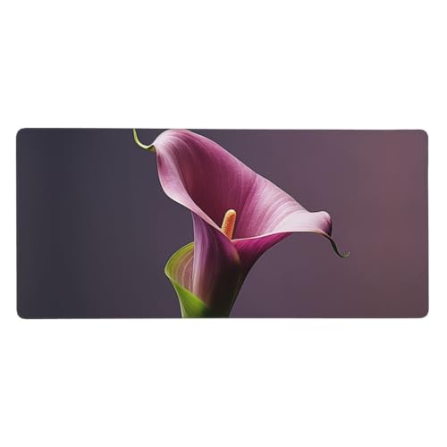 Tapis de souris de jeu XXL bords cousus anti-effilochage motif lys calla violet