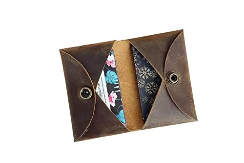 Personalized distressed leather credit card holder casemen front pocket leather card walletleather business card case bag CH054HF