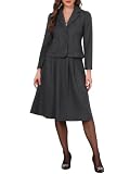 Allegra K Women's 2 Piece Suit Set Cropped Blazer Pleated A-Line Skirt
