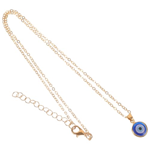 Collar Colgante Ojo Malvado Estilo Turco Amuleto de Ojos Azules, Cadena Ajustable Dorada, Joyería de Protección y Suerte para Mujer