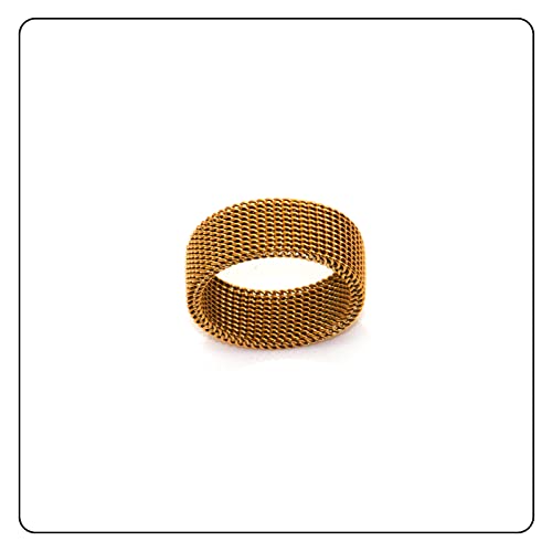 Fashion 18K Gold Stainless Steel Mesh Band Ring4