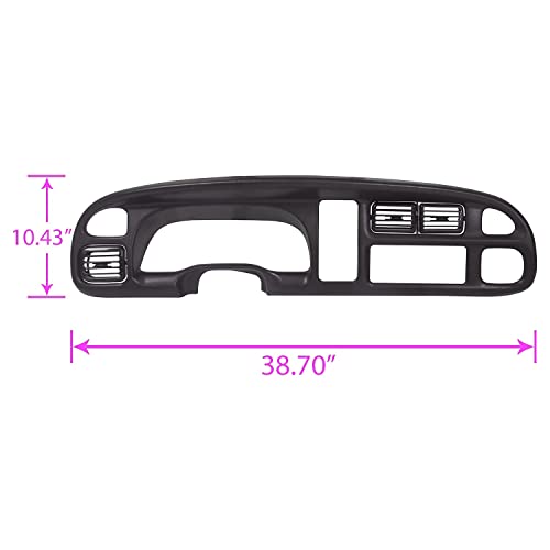 Kuafu Dashboard And Board Panel Compatible With 1998-2002 Dodge Ram Pickup 1500 2500 3500 Black Dash Bezel W/Vent & Grey Dashboard Overlay Instrument Cover 2 Packages #TOP6