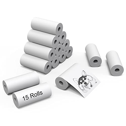 15 Rolls Premium Mini Printer Paper, Regular Thermal Paper Rolls for Mini Pocket Thermal Printer, Receipt Thermal Printer - 57mm x 5.8m, Diameter 25mm, Smooth,Flexible, 10 Years Duration