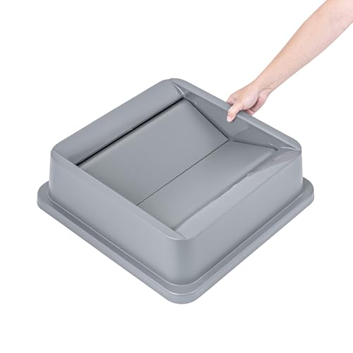 Restaurantware-LID ONLY: Clean Tek Professional Trash Can Lid, 1 Swing Top Cover - Trash Bin Sold Separately, Square Shape, Gray Plastic, for Garbage Can, Heavy-Duty, for Indoor and Outdoor by Restaurantware - Image 7
