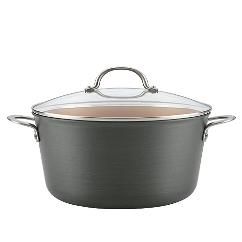 Ayesha Curry Kitchenware Ayesha Curry Home Collection Hard Anodized Nonstick Stock Pot/Stockpot with Lid, 10 Quart, Charcoal Gray