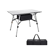 Moosinily Outdoor Aluminum Folding Camping Table Adjutable Height Camp Table with Rollup Tabletop Ox