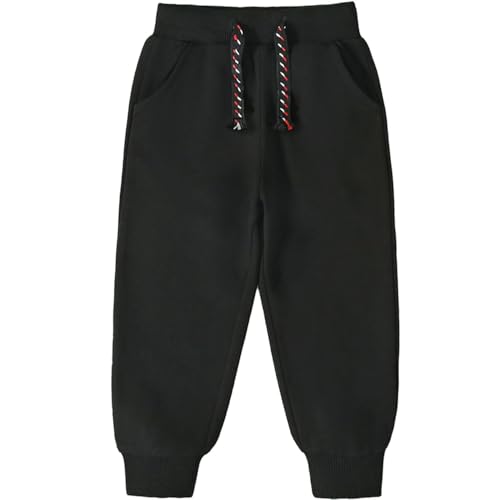 Funnymore Kids Boys Pants Sweatpants,3 Pack Pull On Cotton Jogger Outfits Clothes Black/Navy/Grey Size 7 by Funnymore - Used condition - Image 3