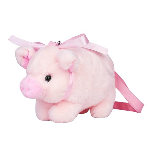 Ximimark 1 pcs Cute Plush Pig Crossbody Bag, Pink Kawaii Doll Shoulder Bag, Sweet Handbag Purse