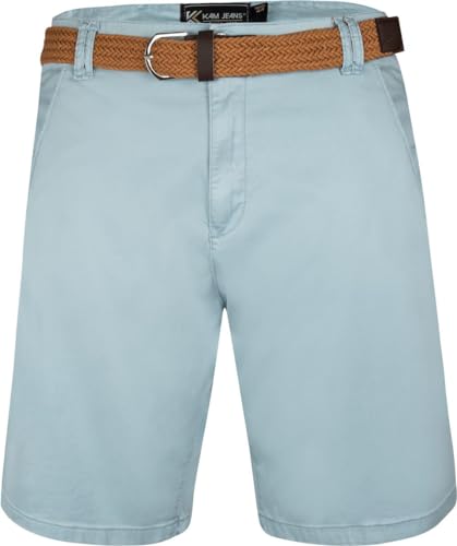 Kam Kingsize Mens Big Size Belted Oxford Chino Shorts Pockets Belt Zip Fly Light Blue 46 Waist (3401)