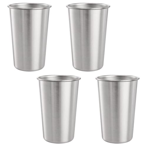 BESTOYARD Set de 4 Vasos Pequeños de Acero Inoxidable de 50ml, Apilables y Reutilizables, Ligeros y Perfectos para Camping y Uso Diario