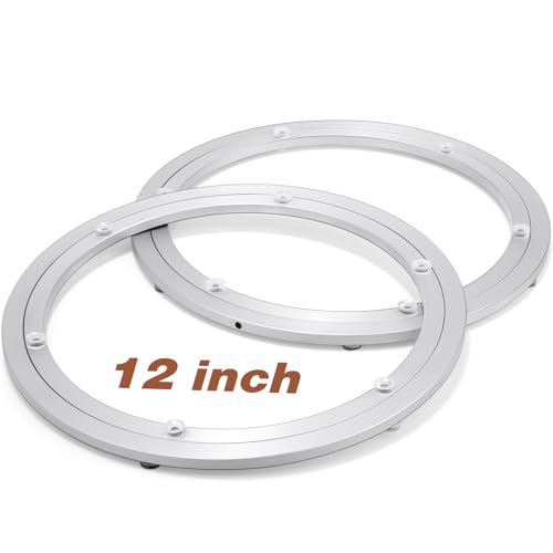 Image of JaGely 2 Pack 12 Inch Lazy Susan Hardware Aluminum Alloy Turntable Rotating Hardware Heavy Duty Lazy Susan Bearing Ring Mechanism for Kitchen Dinning Table