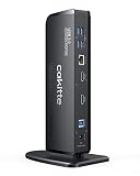 USB 3.0 Docking Station Dual Monitor, Universal Laptop Docking Station for MacBook & Windows