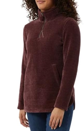 Image of 32 Degrees Heat Women's Mock Neck Fleece 1 /4 Zip Pullover Sweater with Pockets (US, Alpha, Medium, Regular, Regular, Purple)