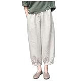 Stretch-Arbeitshose für Damen, Sommertuch, Interview, lockere Jeans, Schwimmen, elegant, elastische Taille, Konstruktionshose, bequem, beige, XXL