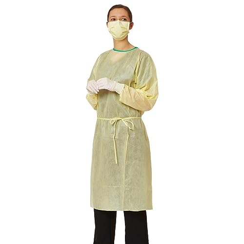 Medline NONLV200XXXL AAMI Level 2 Isolation Gowns, Medium Weight Multi-Ply Latex Free, XXX-Large, Yellow (Pack of 100)