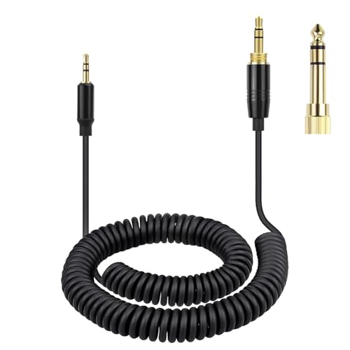 Zosvoses QC45 - Cable de audio en espiral, cable de repuesto compatible con auriculares Bose QC45/QC35/QC35 II/NC700, cable de 2,5 mm a 3,5 mm (1/8') con adaptador de 6,35 mm (1/4') – 1,8 – 4,8 m (6
