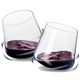 Rotating Rolling Un-Spillable Stemless Spinning Aerating Wine Glasses | Set of 2 | Spill-Proof Wine Glass, No Stem Tilted Glassware for Whiskey, Champagne, Cocktail, Water, Gift For Her, Him 13.5OZ