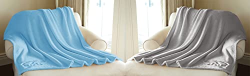 Image of Amazon Brand - Umi Super Soft Single Layered Flannel Baby Blanket - Aqua & Grey | Cozy & Breathable | Warm, Soft, and Comfortable | Perfect for Newborns | Unisex Design for Boys & Girls (Pack of 2)
