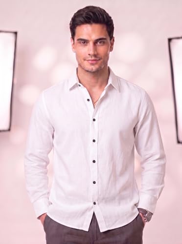 Image of Men's Cotton Blend Solid Casual Shirt Regular Fit Full Sleeve Shirt for Men Plain Formal & Casual Wear Collared Button Down Shirt