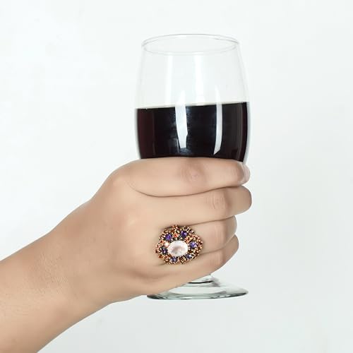 Bague argent 925 grenat améthyste et quartz rose fait main - 5
