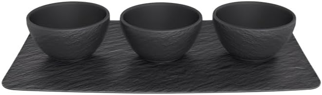 10-4239-9023 Manufacture Rock 4-Piece Elegant Bowl Set for Dips and Finger Food, Premium Porcelain, Dishwasher Safe